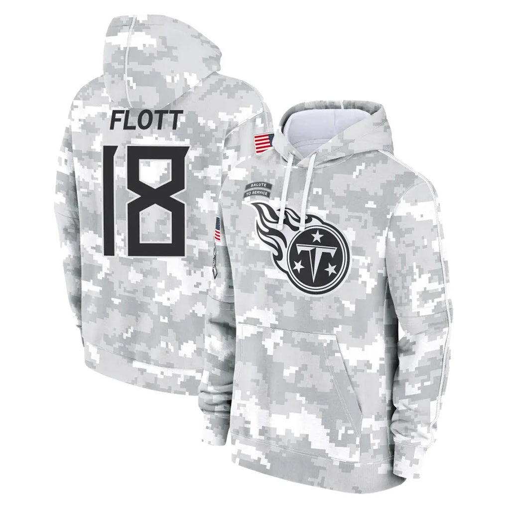 Parkc T.Titans #18 Cor'Dale Flott Player Camo Arctic Salute to Service Pullover Hoodies Home Game Stitched Jerseys