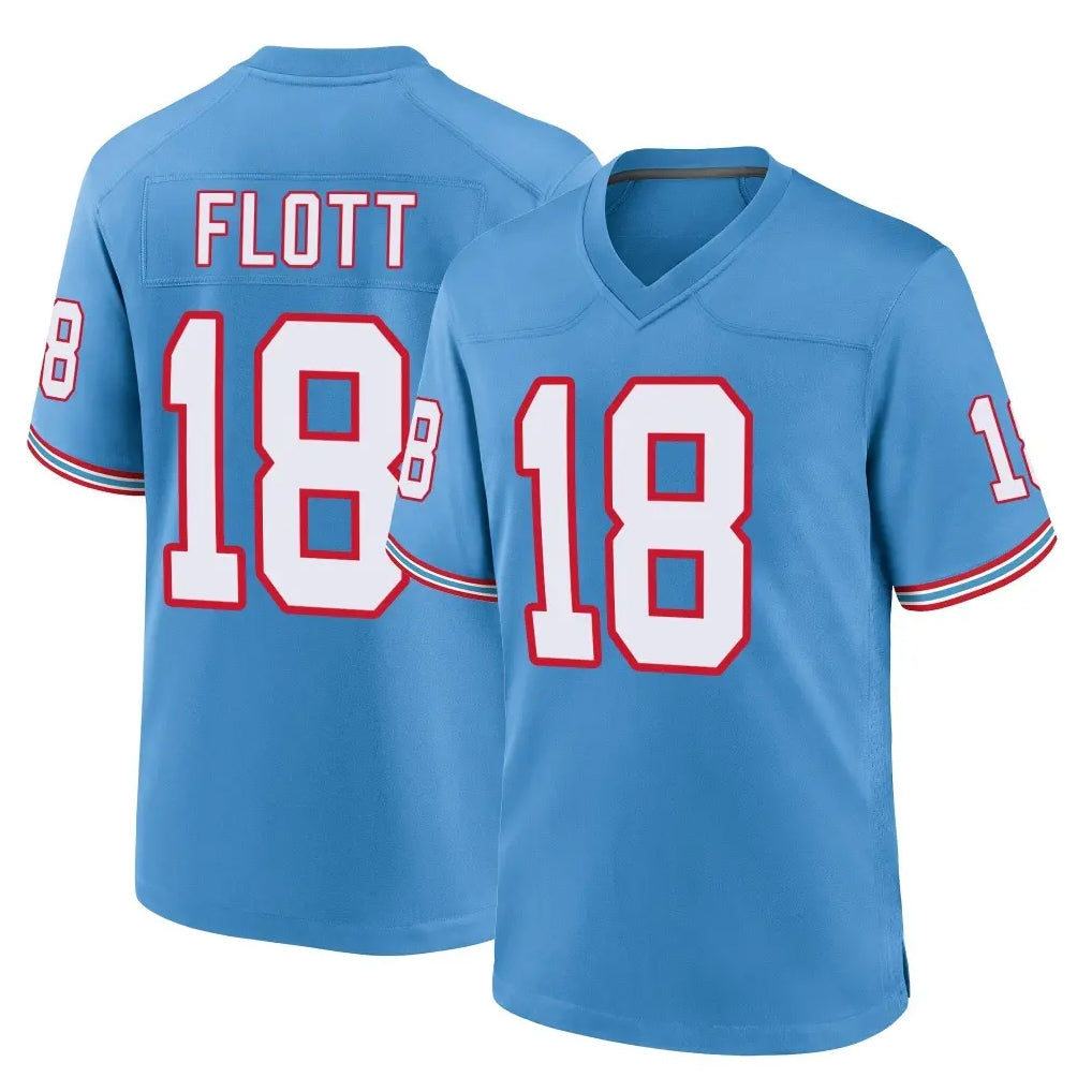 Parkc T.Titans #18 Cor'Dale Flott Player Light Blue Oilers Throwback Home Game Stitched Jerseys