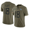 Parkc T.Titans #18 Cor'Dale Flott Player Olive Limited Salute to Service Home Game Stitched Jerseys