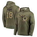 Parkc T.Titans #18 Cor'Dale Flott Player Olive Salute to Service Pullover Hoodies Home Game Stitched Jerseys