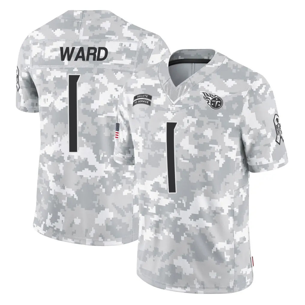 Parkc T.Titans #1 Cam Ward Player Arctic Camo Limited Salute to Service Home Game Stitched Jerseys