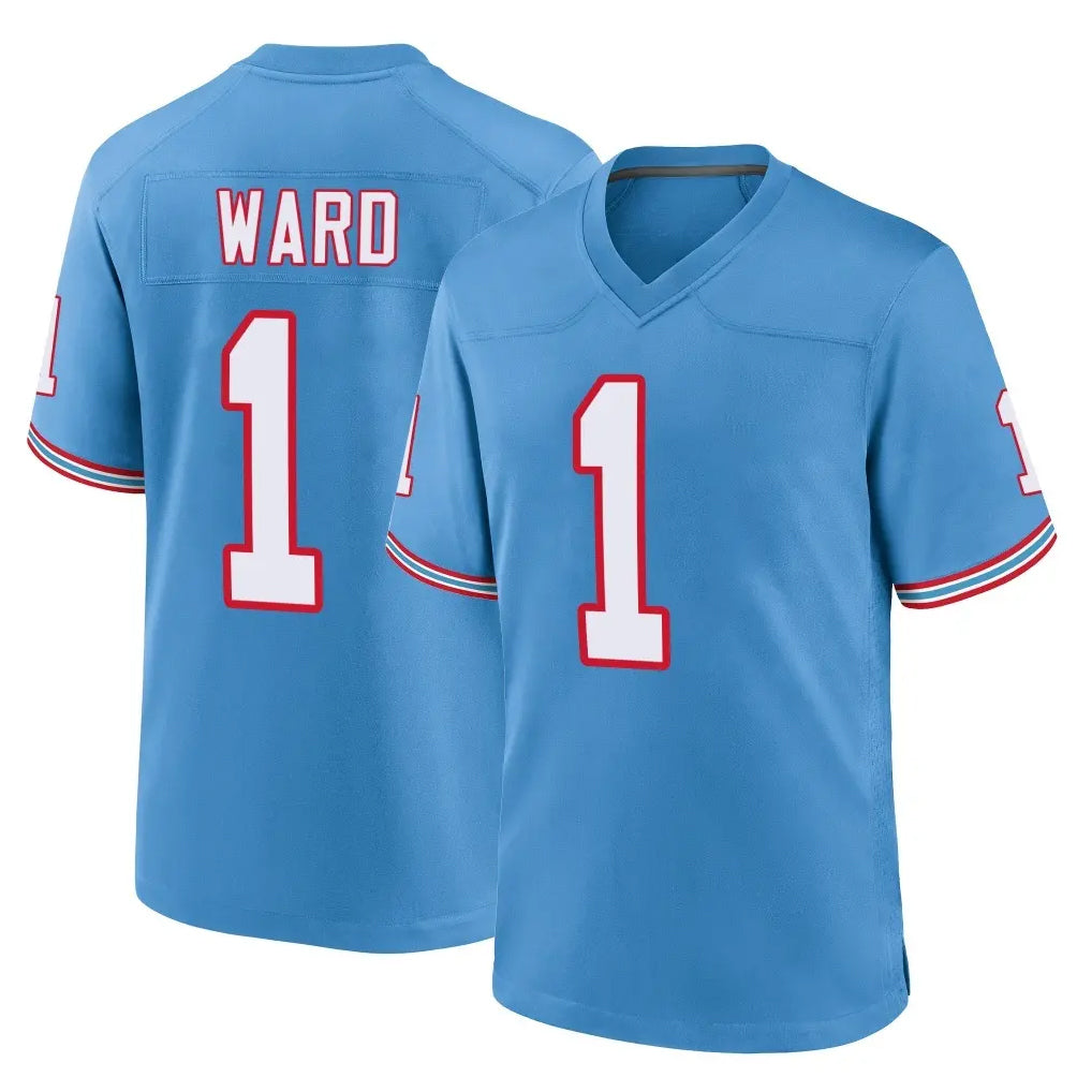 Parkc T.Titans #1 Cam Ward Player Light Blue Oilers Throwback Home Game Stitched Jerseys