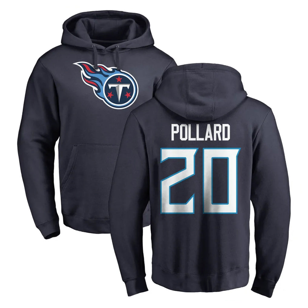 Parkc T.Titans #20 Tony Pollard Player Navy Logo Pullover Hoodies Home Game Stitched Jerseys