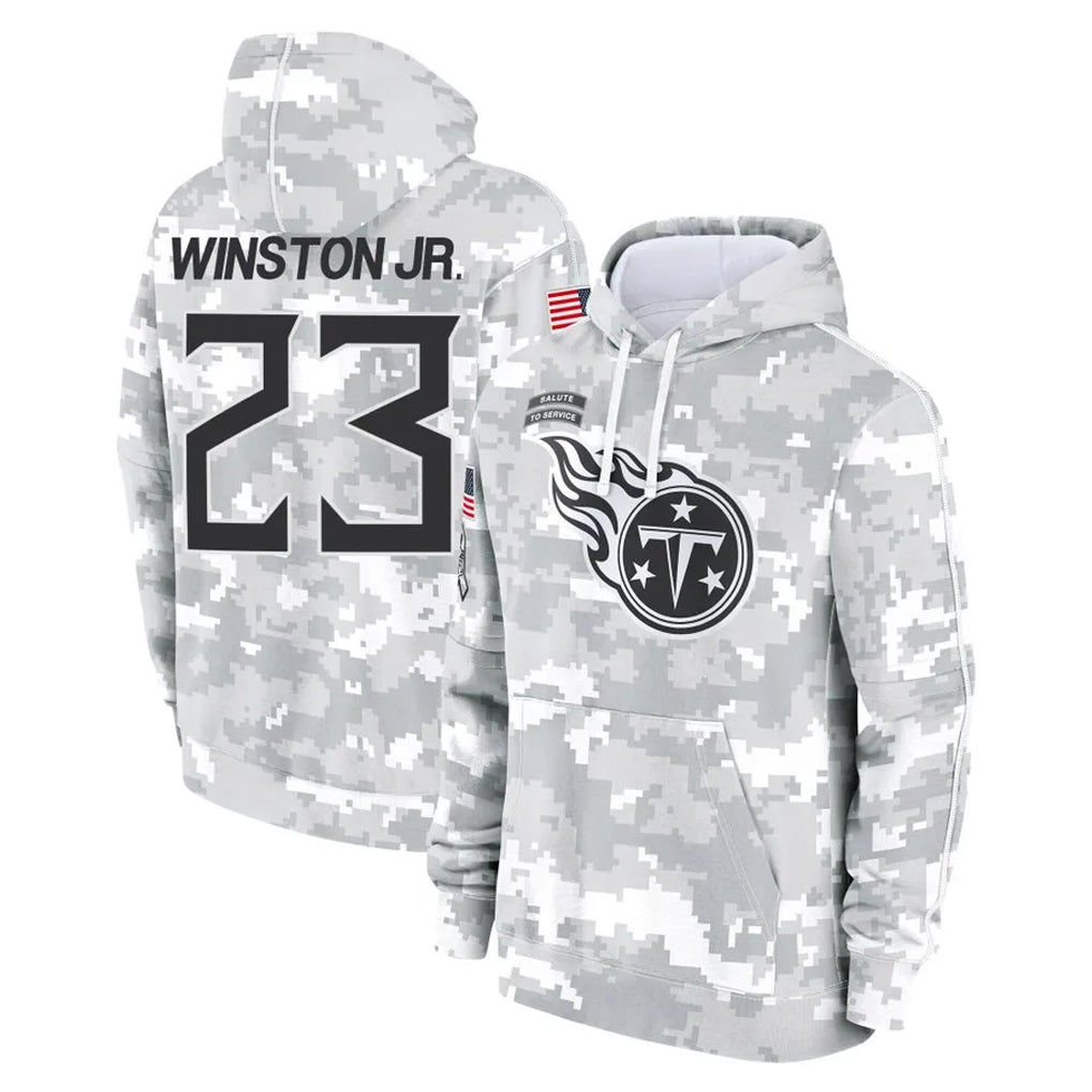 Parkc T.Titans #23 Kevin Winston Jr. Player Camo Arctic Salute to Service Pullover Hoodies Home Game Stitched Jerseys