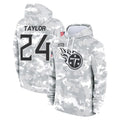 Parkc T.Titans #24 Alontae Taylor Player Camo Arctic Salute to Service Pullover Hoodies Home Game Stitched Jerseys