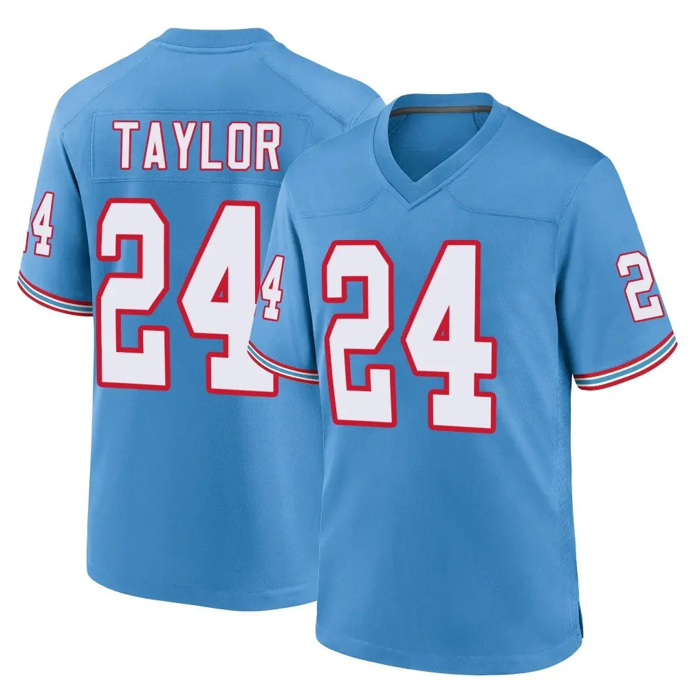 Parkc T.Titans #24 Alontae Taylor Player Light Blue Oilers Throwback Home Game Stitched Jerseys