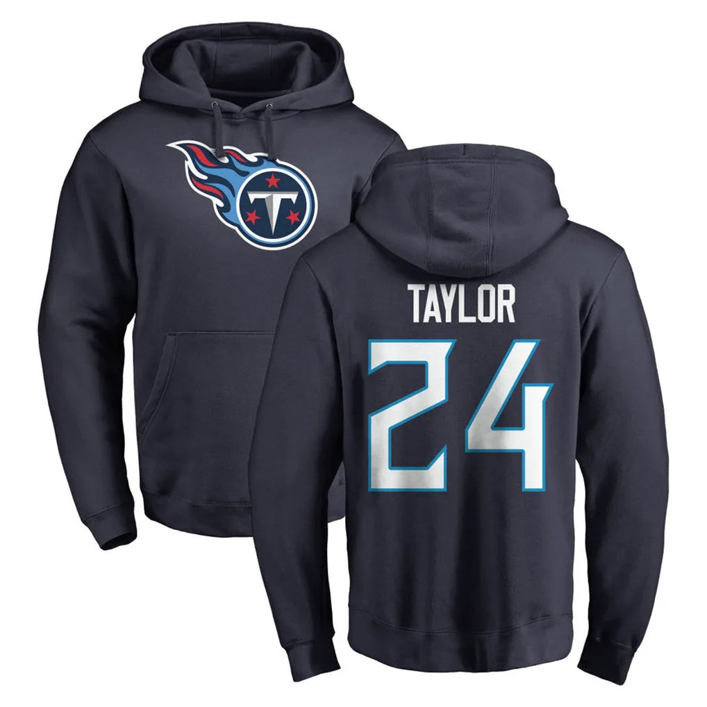 Parkc T.Titans #24 Alontae Taylor Player Navy Logo Pullover Hoodies Home Game Stitched Jerseys