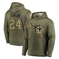 Parkc T.Titans #24 Alontae Taylor Player Olive Salute to Service Pullover Hoodies Home Game Stitched Jerseys