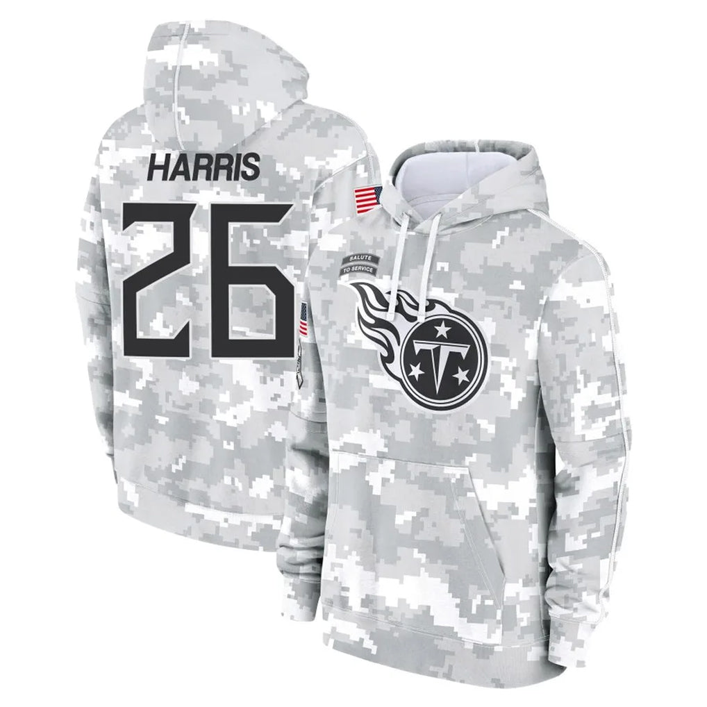 Parkc T.Titans #26 Marcus Harris Player Camo Arctic Salute to Service Pullover Hoodies Home Game Stitched Jerseys