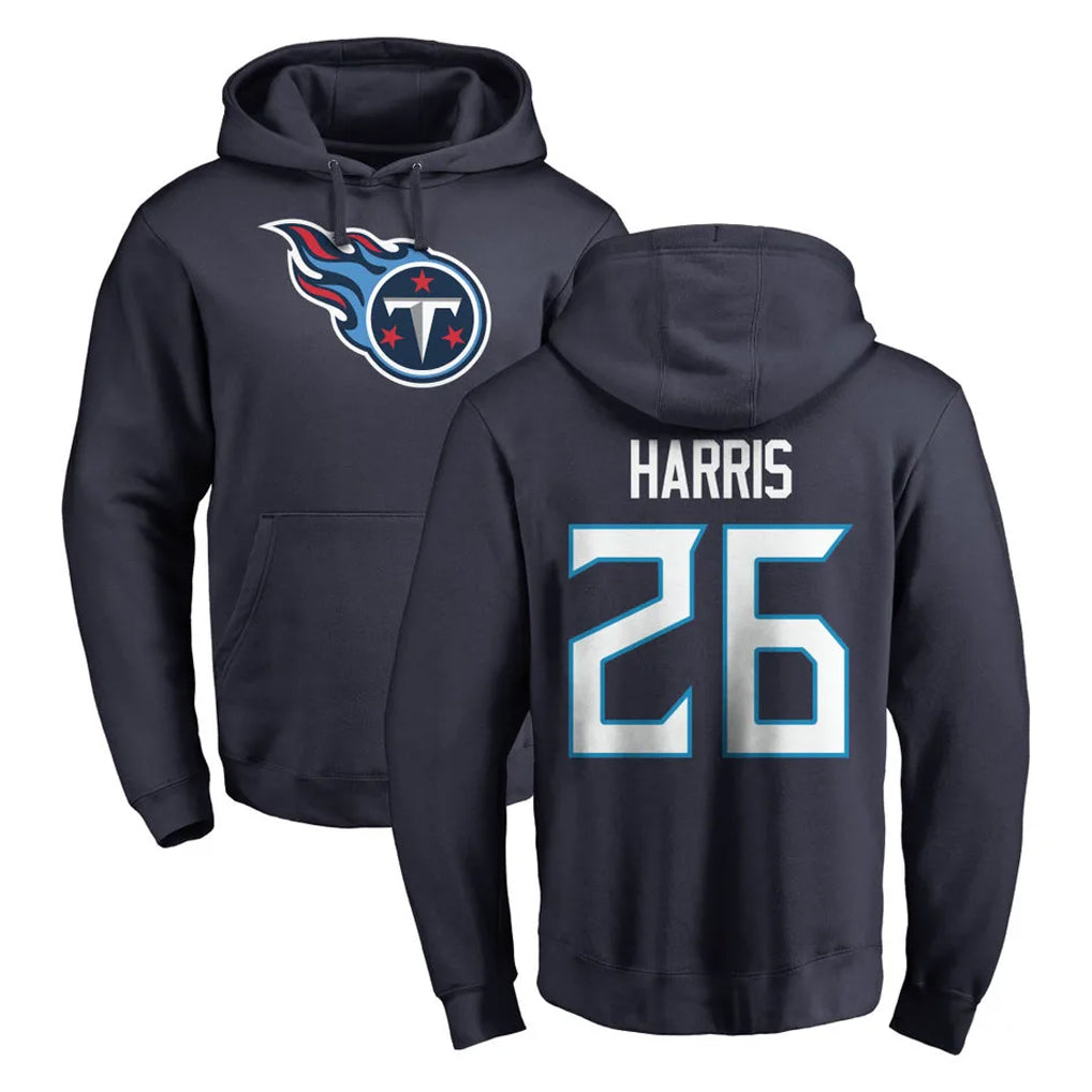 Parkc T.Titans #26 Marcus Harris Player Navy Logo Pullover Hoodies Home Game Stitched Jerseys