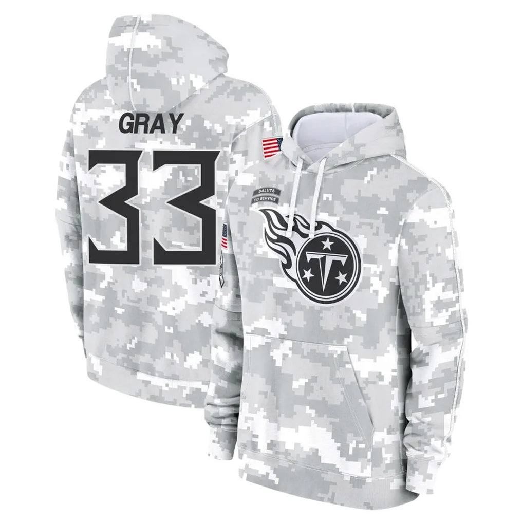 Parkc T.Titans #33 Cedric Gray Player Camo Arctic Salute to Service Pullover Hoodies Home Game Stitched Jerseys