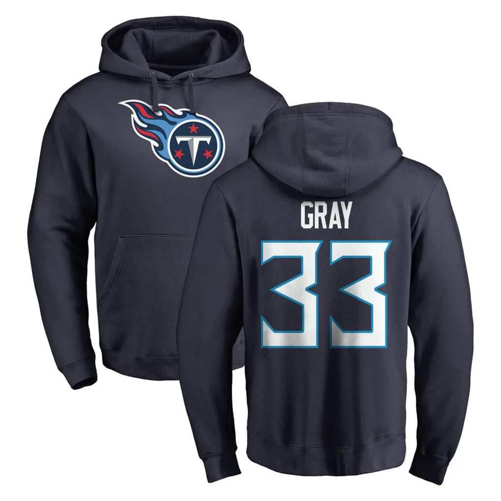 Parkc T.Titans #33 Cedric Gray Player Navy Logo Pullover Hoodies Home Game Stitched Jerseys