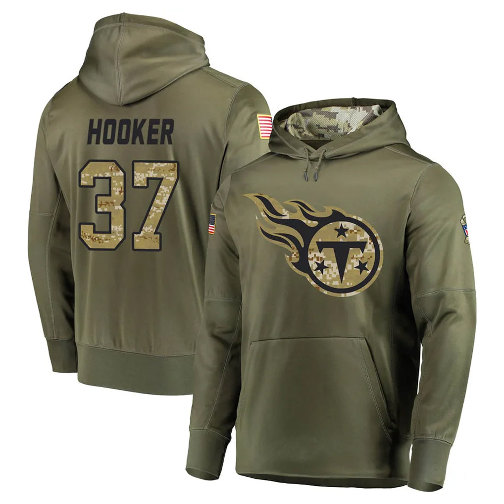 Parkc T.Titans #37 Amani Hooker Player Olive Salute to Service Pullover Hoodies Home Game Stitched Jerseys