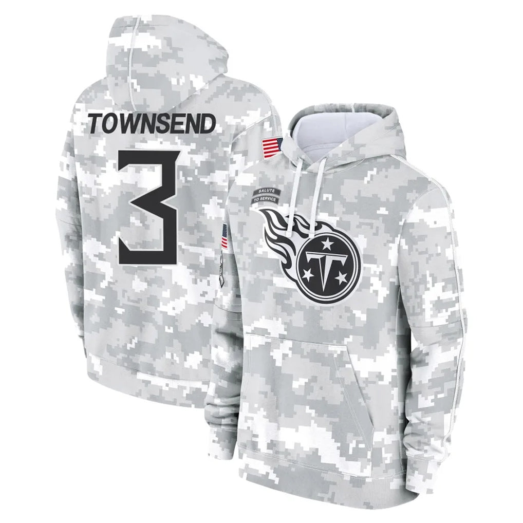 Parkc T.Titans #3 Tommy Townsend Player Camo Arctic Salute to Service Pullover Hoodies Home Game Stitched Jerseys