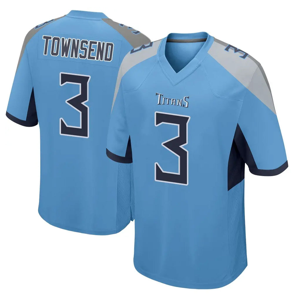 Parkc T.Titans #3 Tommy Townsend Player Light Blue Home Game Stitched Jerseys