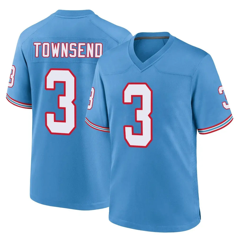 Parkc T.Titans #3 Tommy Townsend Player Light Blue Oilers Throwback Home Game Stitched Jerseys