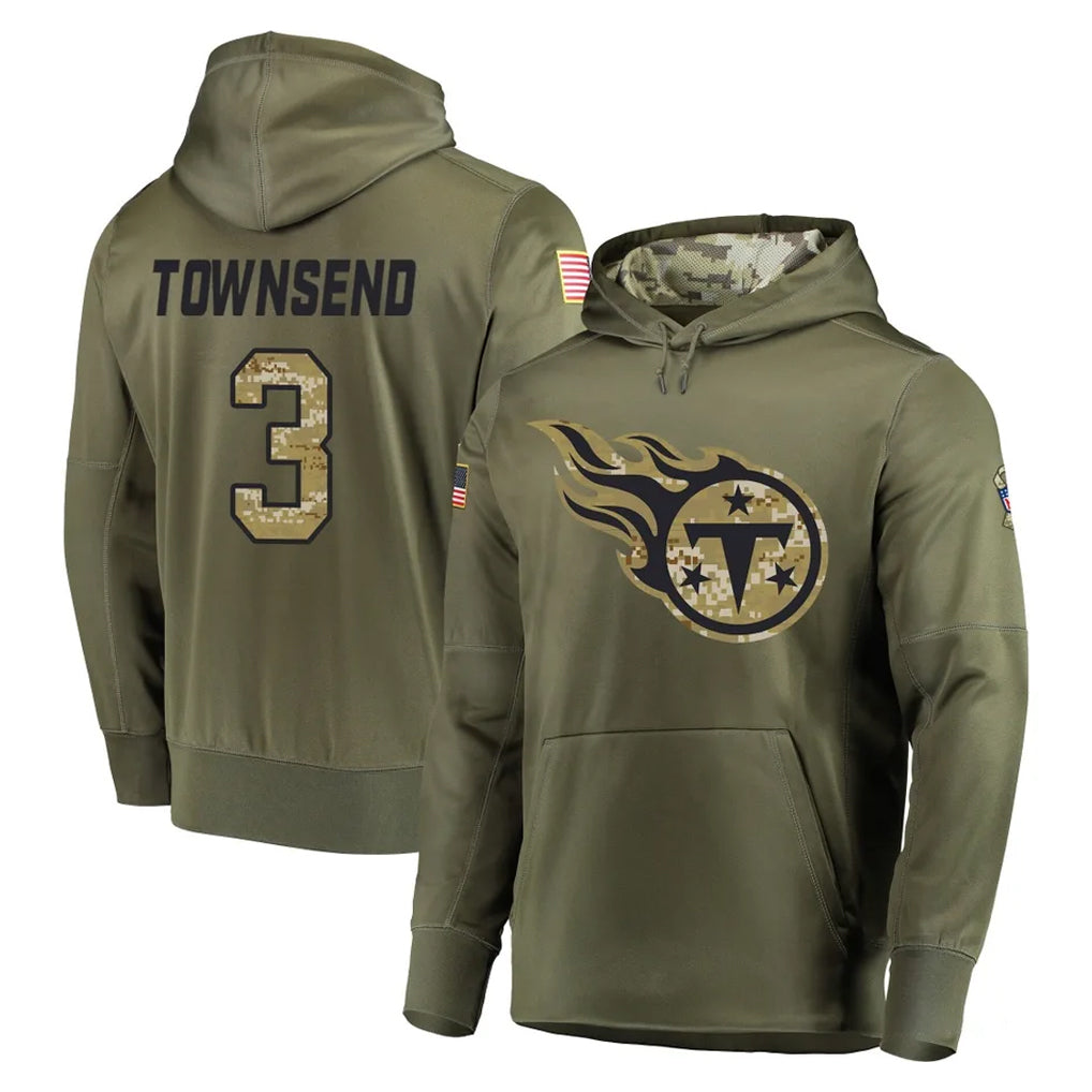 Parkc T.Titans #3 Tommy Townsend Player Olive Salute to Service Pullover Hoodies Home Game Stitched Jerseys