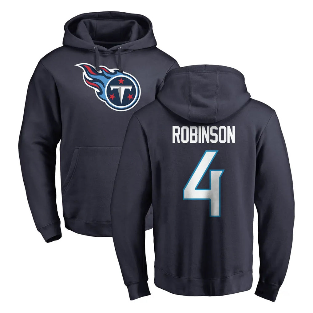 Parkc T.Titans #4 Wan'Dale Robinson Player Navy Logo Pullover Hoodies Home Game Stitched Jerseys