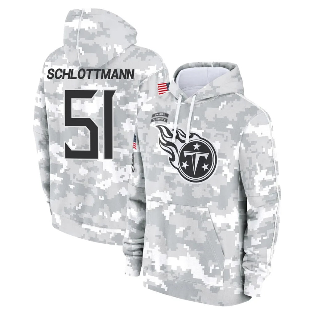 Parkc T.Titans #51 Austin Schlottmann Player Camo Arctic Salute to Service Pullover Hoodies Home Game Stitched Jerseys