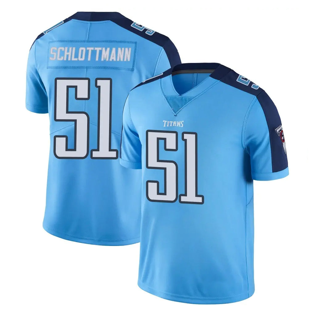 Parkc T.Titans #51 Austin Schlottmann Player Light Blue Limited Color Rush Home Game Stitched Jerseys
