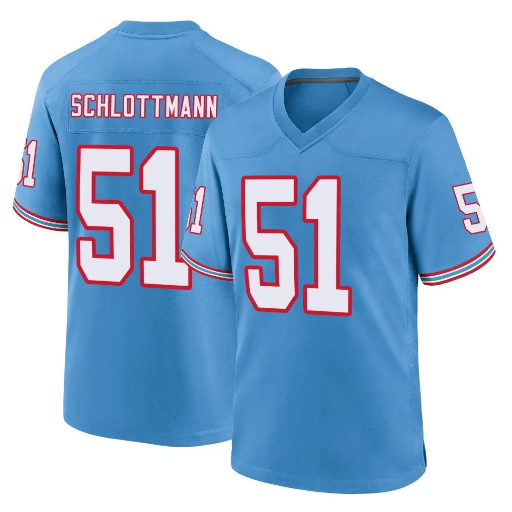 Parkc T.Titans #51 Austin Schlottmann Player Light Blue Oilers Throwback Home Game Stitched Jerseys