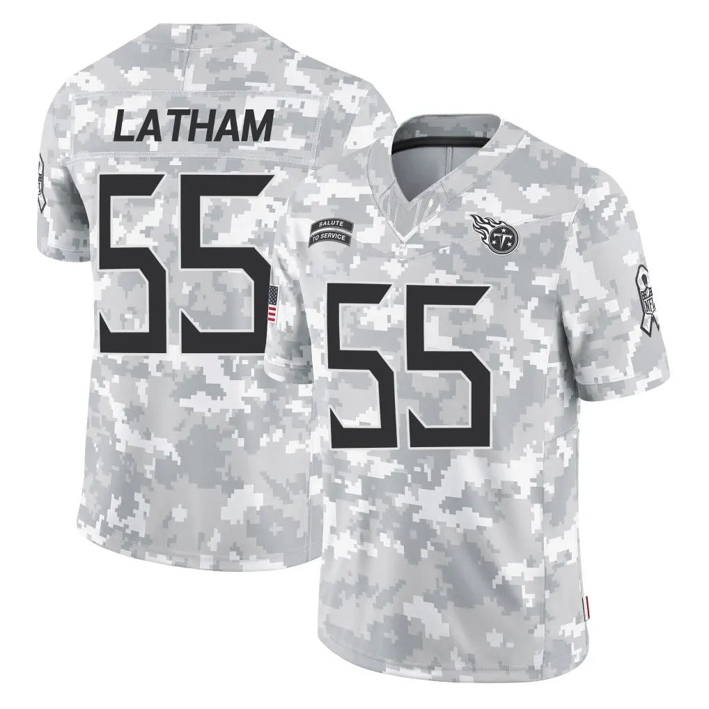 Parkc T.Titans #55 JC Latham Player Arctic Camo Limited Salute to Service Home Game Stitched Jerseys