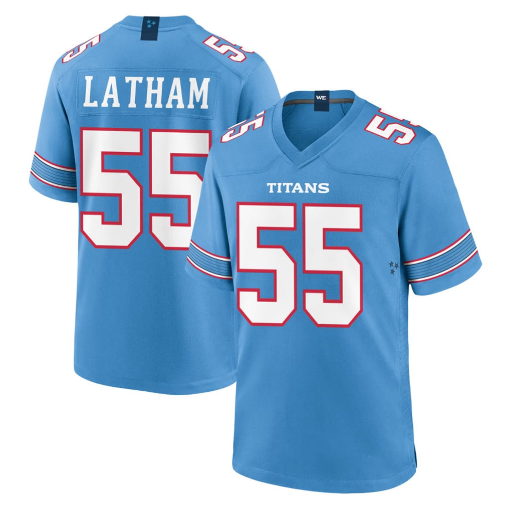 Parkc T.Titans #55 JC Latham Player Light Blue 2026 Game Home Stitched Jerseys