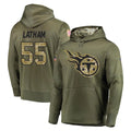 Parkc T.Titans #55 JC Latham Player Olive Salute to Service Pullover Hoodies Home Game Stitched Jerseys