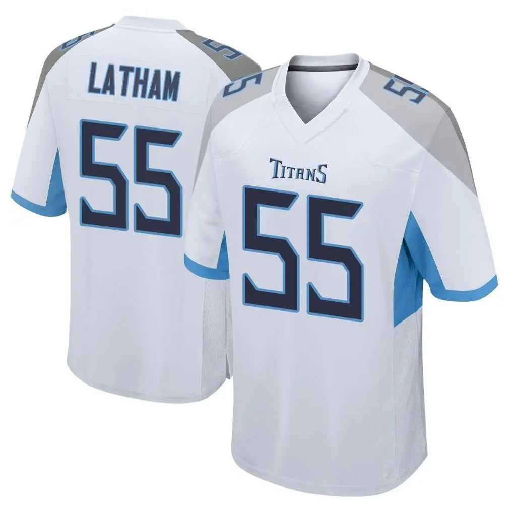Parkc T.Titans #55 JC Latham Player White Home Game Stitched Jerseys