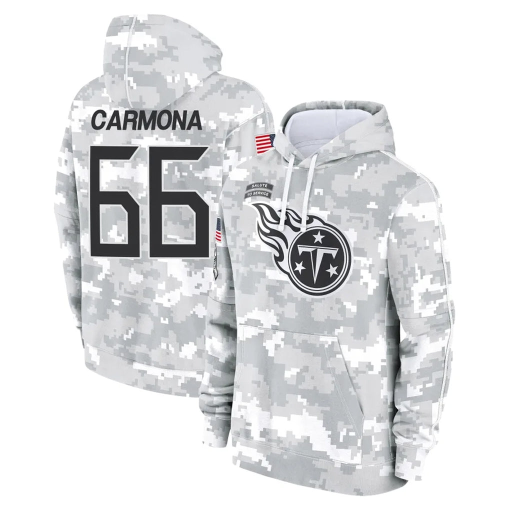 Parkc T.Titans #66 Fernando Carmona Jr. Player Camo Arctic Salute to Service Pullover Hoodies Home Game Stitched Jerseys