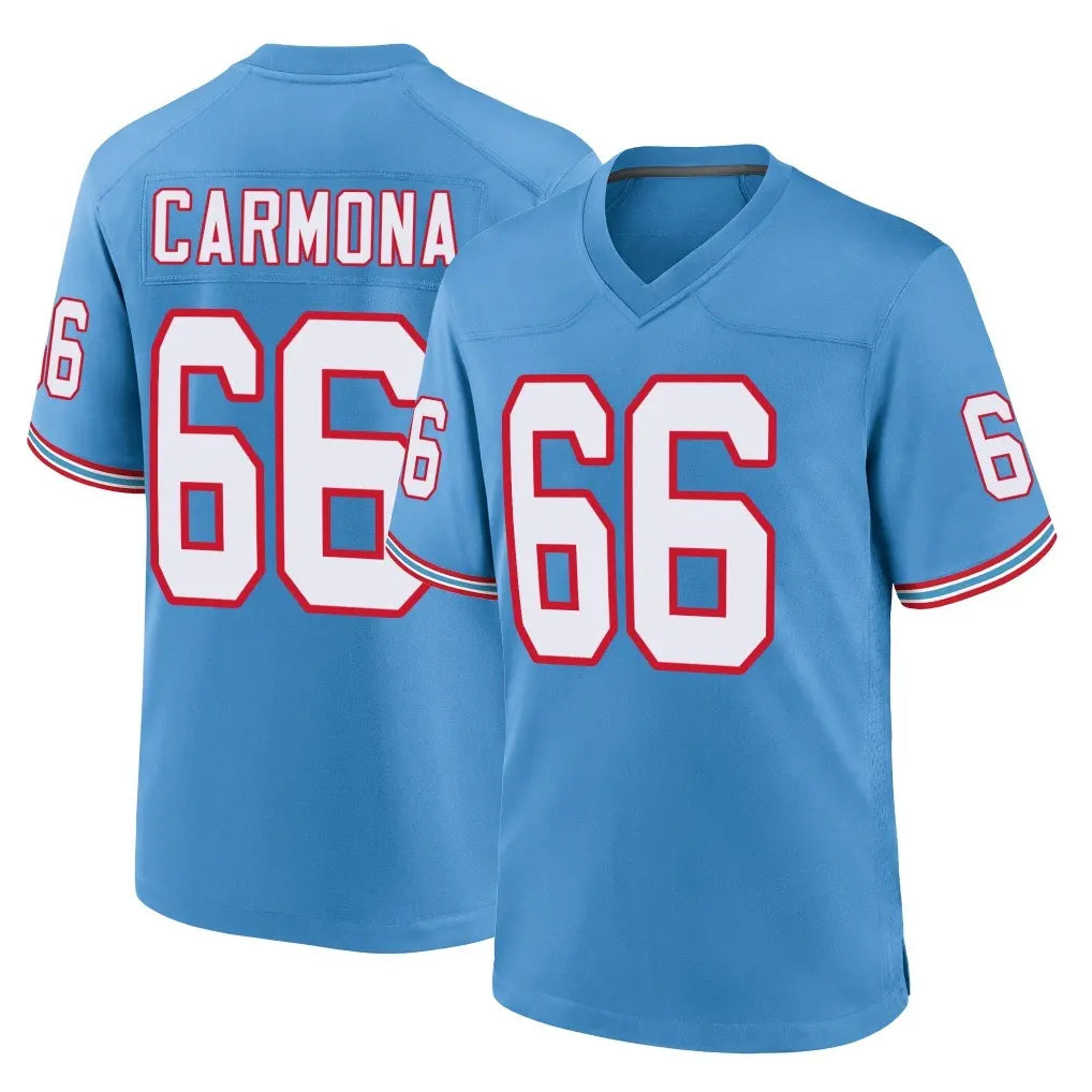 Parkc T.Titans #66 Fernando Carmona Jr. Player Light Blue Oilers Throwback Home Game Stitched Jerseys