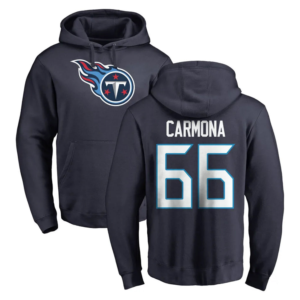 Parkc T.Titans #66 Fernando Carmona Jr. Player Navy Logo Pullover Hoodies Home Game Stitched Jerseys