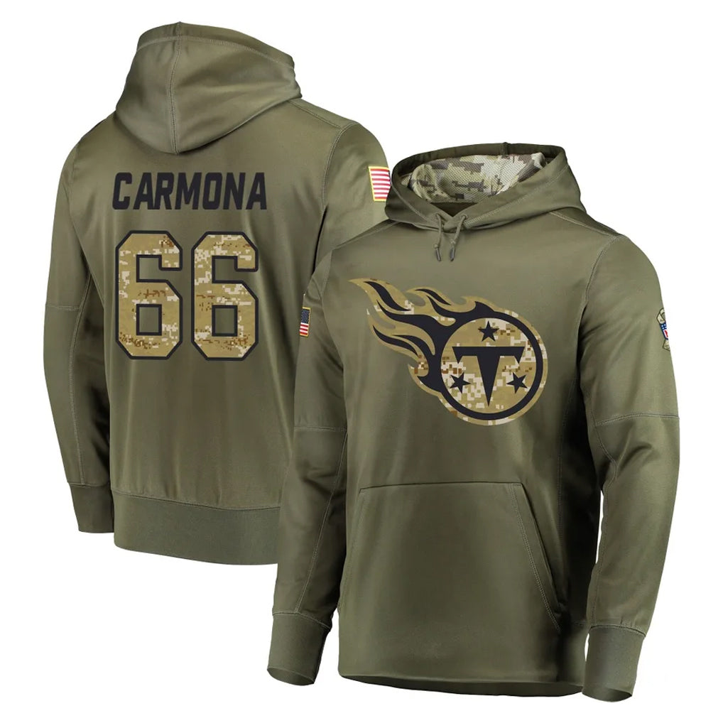 Parkc T.Titans #66 Fernando Carmona Jr. Player Olive Salute to Service Pullover Hoodies Home Game Stitched Jerseys