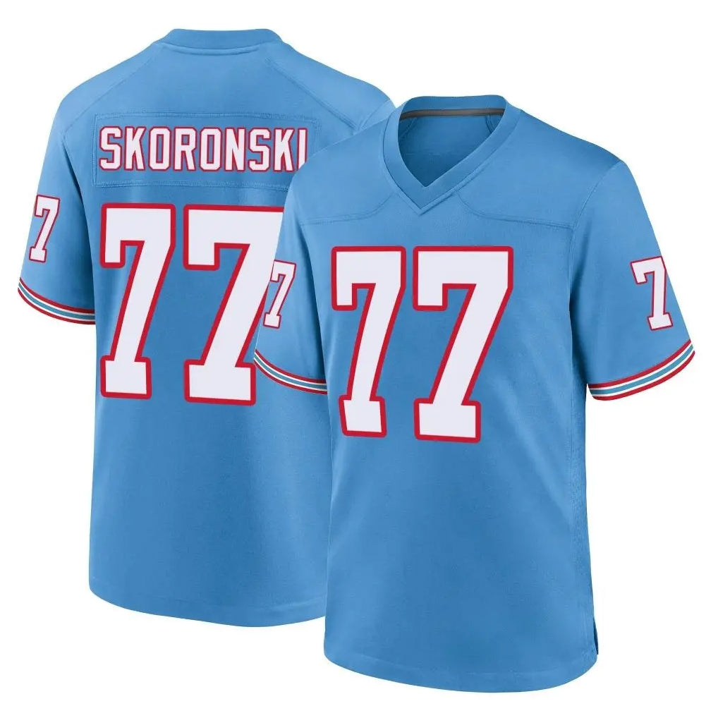 Parkc T.Titans #77 Peter Skoronski Player Light Blue Oilers Throwback Home Game Stitched Jerseys