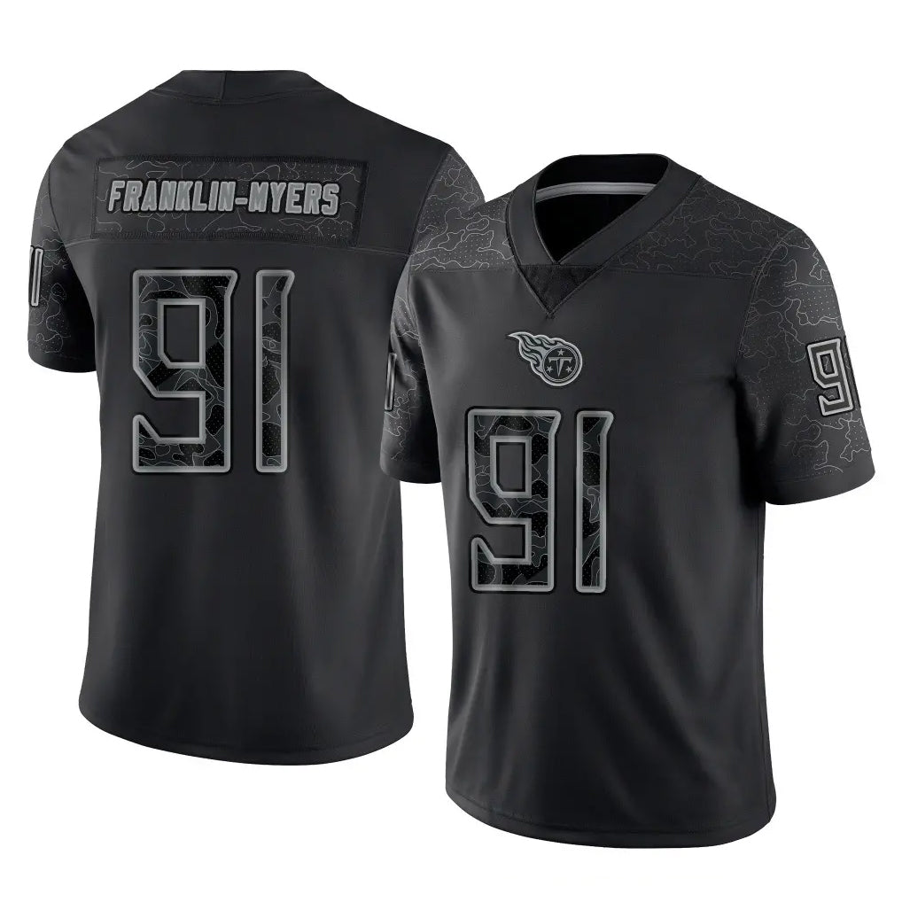 Parkc T.Titans #91 John Franklin-Myers Player Black Limited Reflective Home Game Stitched Jerseys