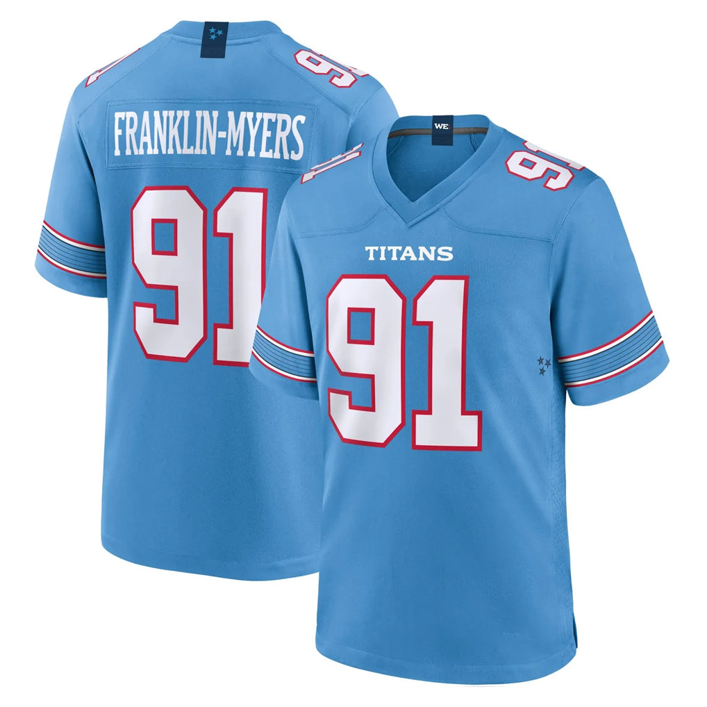 Parkc T.Titans #91 John Franklin-Myers Player Light Blue 2026 Game Home Stitched Jerseys