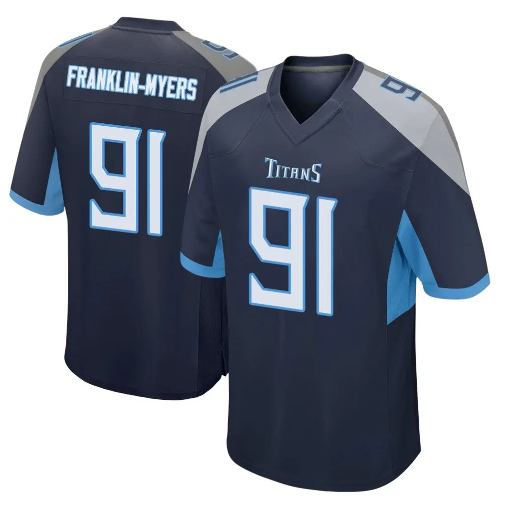 Parkc T.Titans #91 John Franklin-Myers Player Navy Home Game Stitched Jerseys