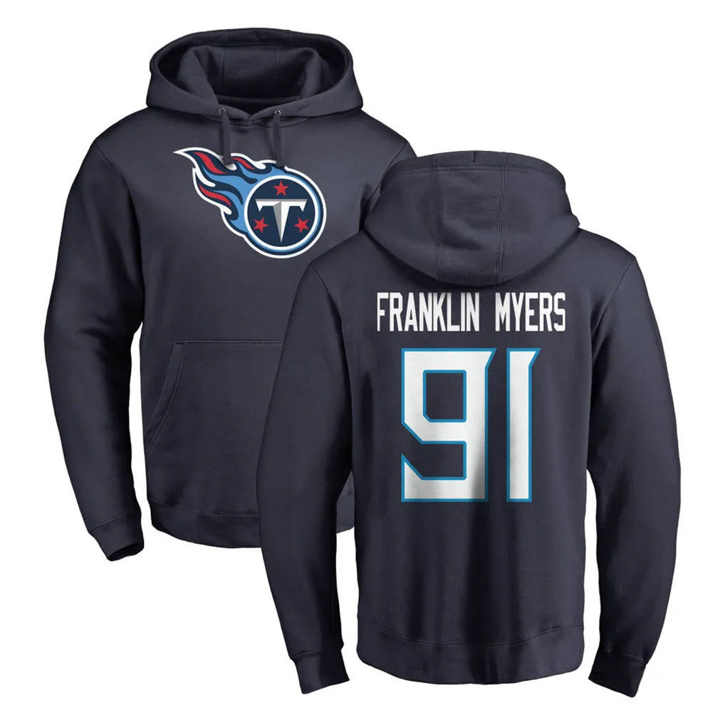 Parkc T.Titans #91 John Franklin-Myers Player Navy Logo Pullover Hoodies Home Game Stitched Jerseys
