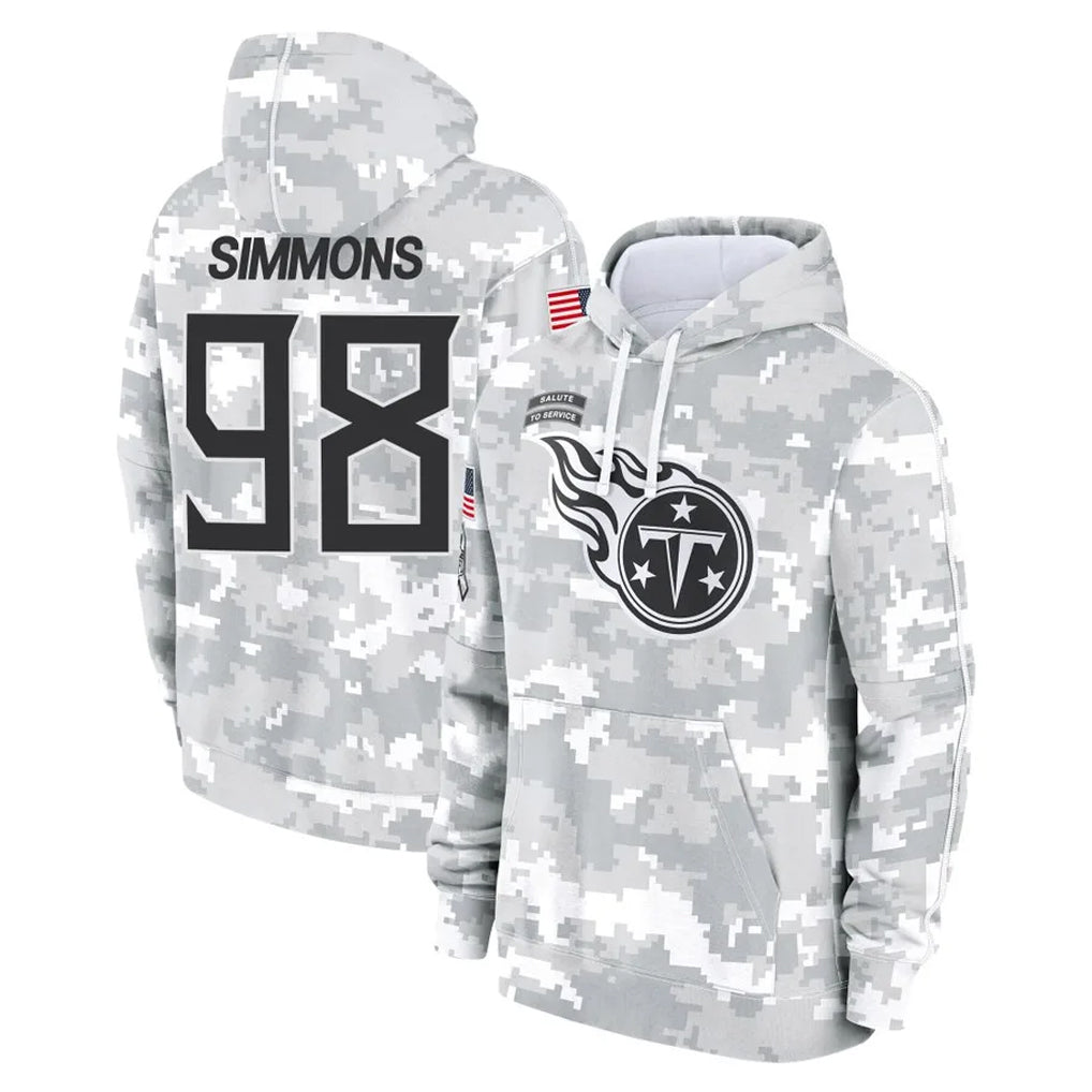 Parkc T.Titans #98 Jeffery Simmons Player Camo Arctic Salute to Service Pullover Hoodies Home Game Stitched Jerseys