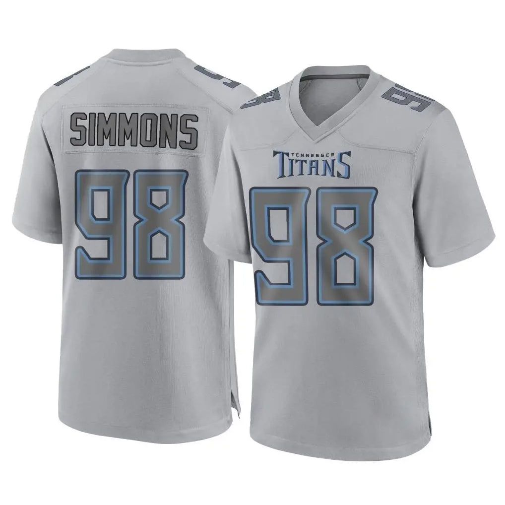 Parkc T.Titans #98 Jeffery Simmons Player Gray Atmosphere Fashion Home Game Stitched Jerseys