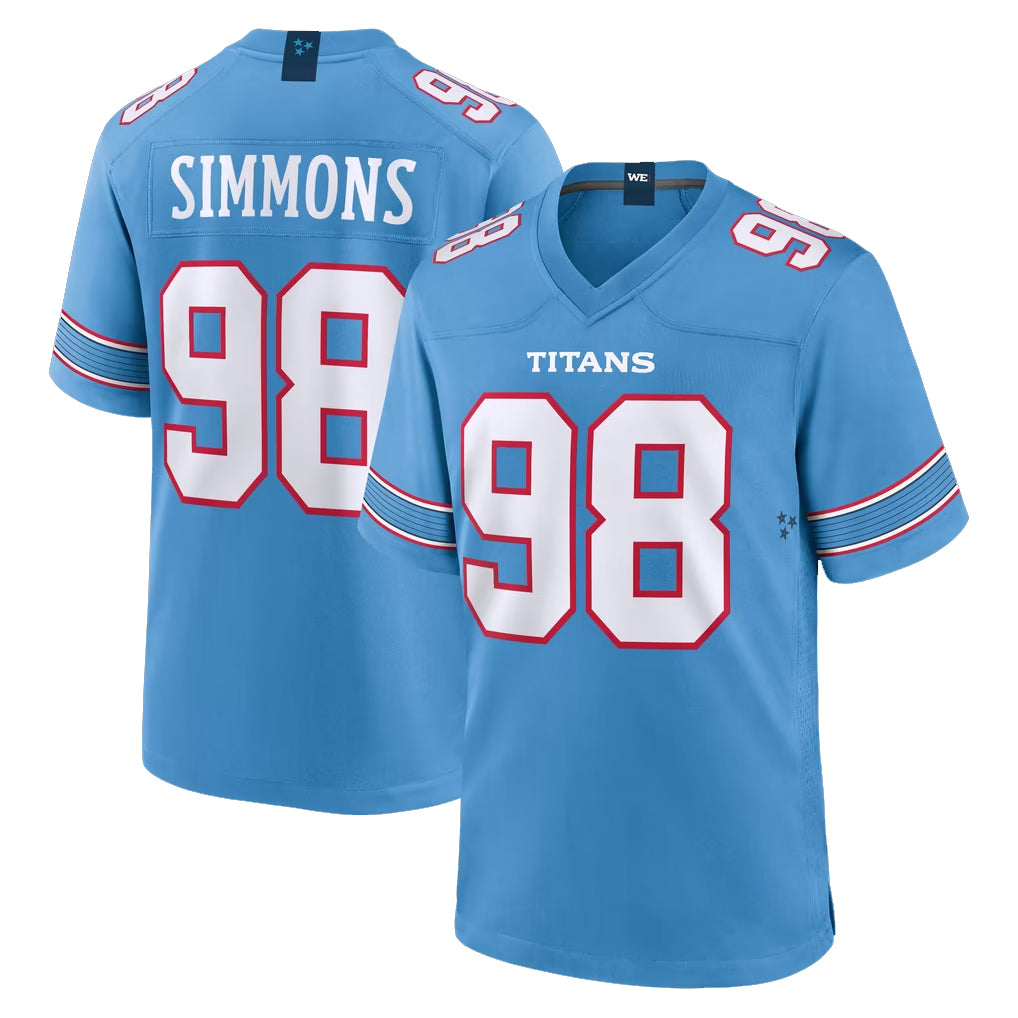 Parkc T.Titans #98 Jeffery Simmons Player Light Blue 2026 Game Home Stitched Jerseys