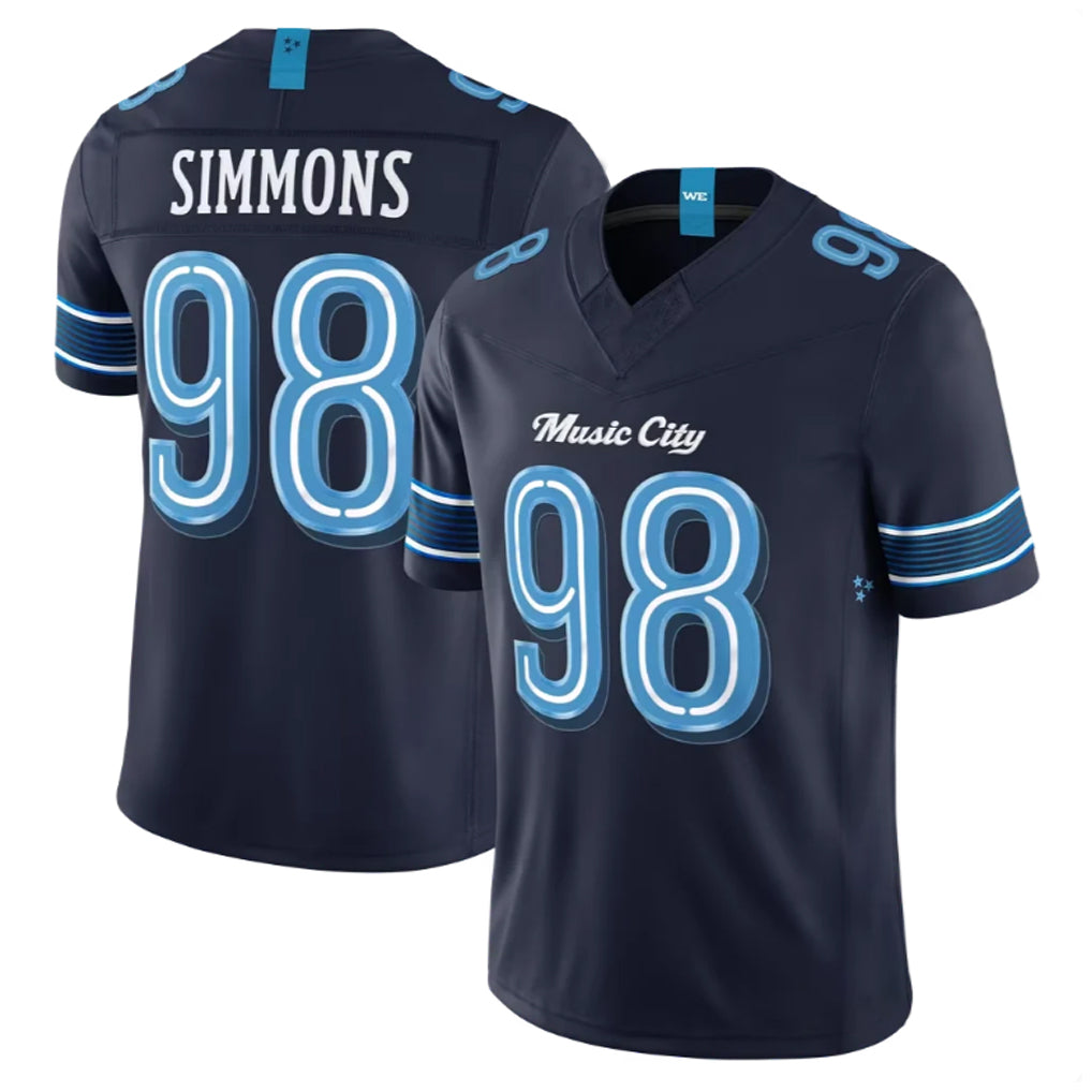 Parkc T.Titans #98 Jeffery Simmons Player Navy 2026 Rivalries Collection Limited Home Game Stitched Jerseys