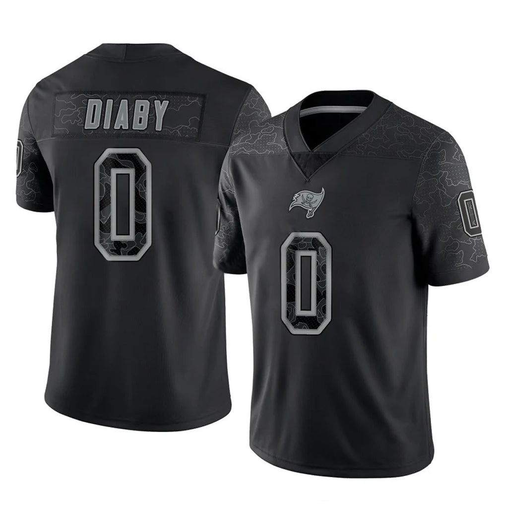 Parkc TB.Buccaneers #0 Yaya Diaby Player Black Reflective Limited Home Game Stitched Jerseys