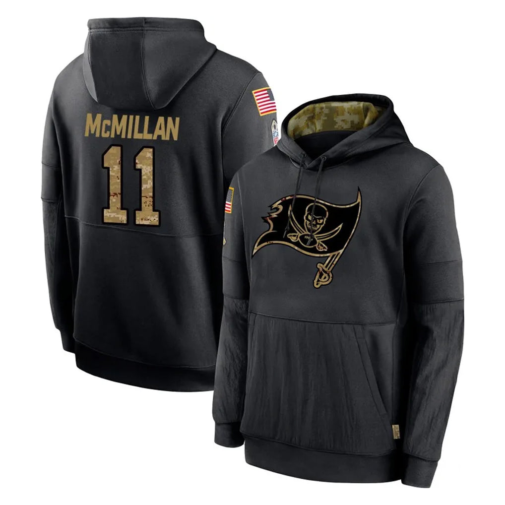 Parkc TB.Buccaneers #11 Jalen McMillan Player Black Salute to Service Sideline Performance Pullover Hoodies Home Game Stitched Jerseys