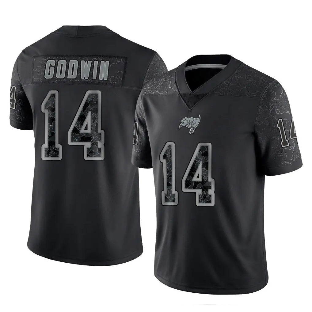 Parkc TB.Buccaneers #14 Chris Godwin Jr. Player Black Reflective Limited Home Game Stitched Jerseys