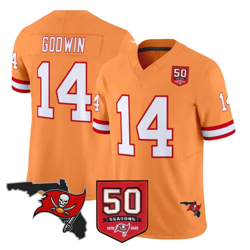 Parkc TB.Buccaneers #14 Chris Godwin Jr. Player Orange 50th Season Vapor Limited Home Game Stitched Jerseys