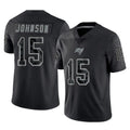 Parkc TB.Buccaneers #15 Tez Johnson Player Black Reflective Limited Home Game Stitched Jerseys