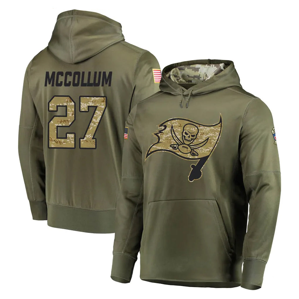 Parkc TB.Buccaneers #27 Zyon McCollum Player Olive Salute to Service Pullover Hoodie Home Game Stitched Jerseys