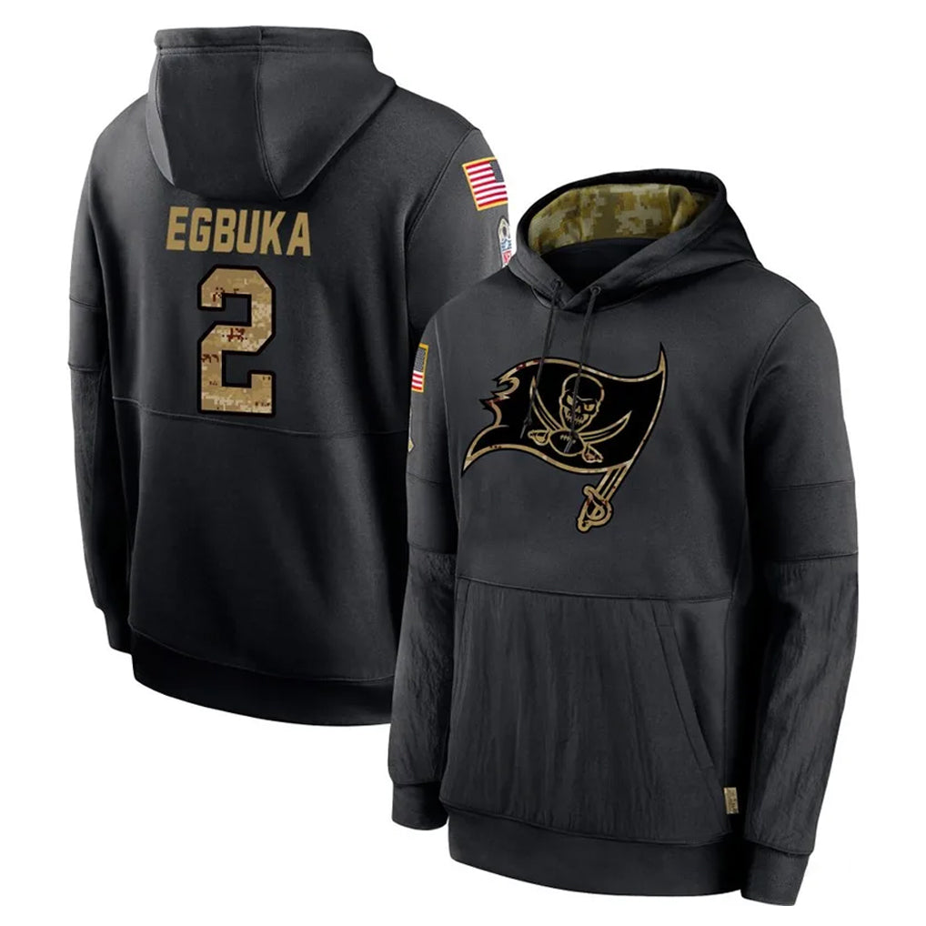 Parkc TB.Buccaneers #2 Emeka Egbuka Player Black Salute to Service Sideline Performance Pullover Hoodies Home Game Stitched Jerseys