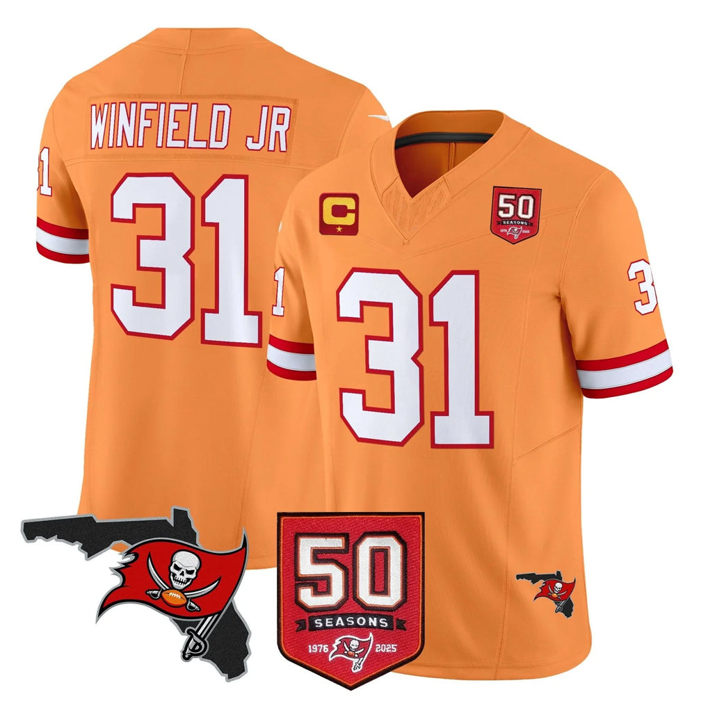 Parkc TB.Buccaneers #31 Antoine Winfield Jr. Player Orange 50th Season Vapor Limited Home Game Stitched Jerseys